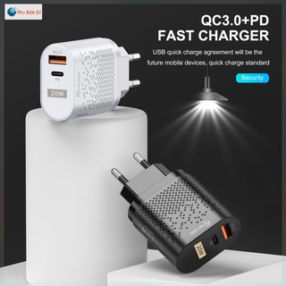 Củ sạc nhanh PD 20W/QC3.0  cổng kép USB-A + Type-c