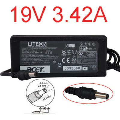 Sạc laptop Acer 19V-3.42A-65w-Adapter nguồn laptop Acer-Hàng chuẩn mới 100%-Bảo hành 1 đổi 1 12 tháng