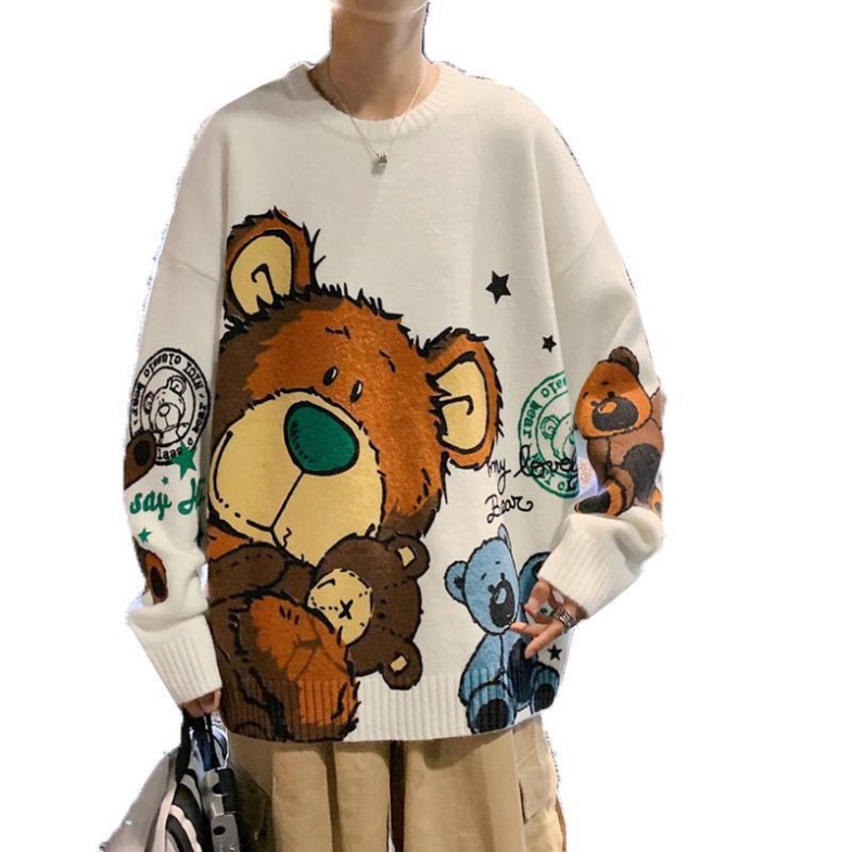 Áo Len Dài Tay UniSex Form Rộng Cá Tính, Áo Len Nam Nữ Kiểu Hàn Hình Gấu Trẻ Trung Năng Động | BigBuy360 - bigbuy360.vn