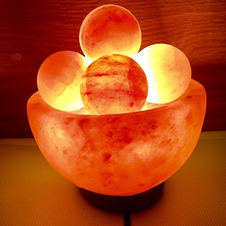 Tô Đèn Đá Muối Himalaya - Tô Tài Lộc Phong Thủy (Đã bao gồm viên đá)