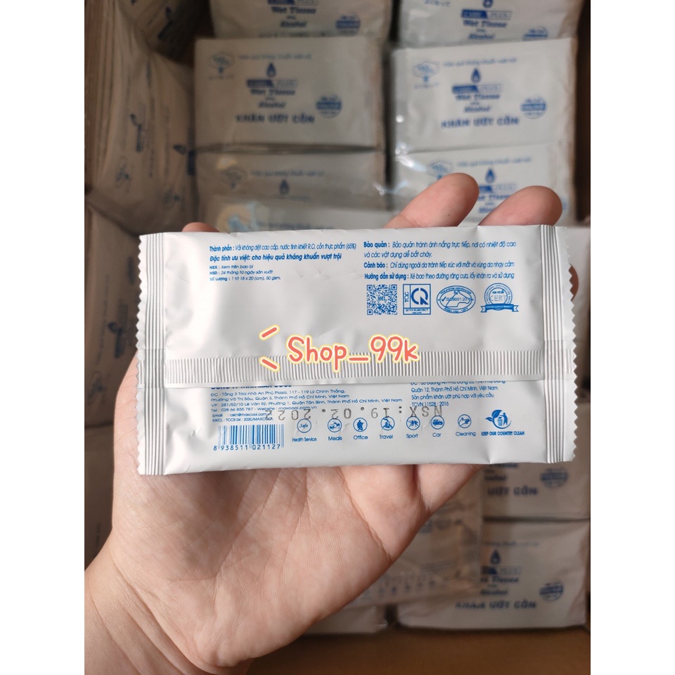 Combo 100 cái Khăn ướt Cồn Max Cool kháng khuẩn Wet Tissue Alcohol