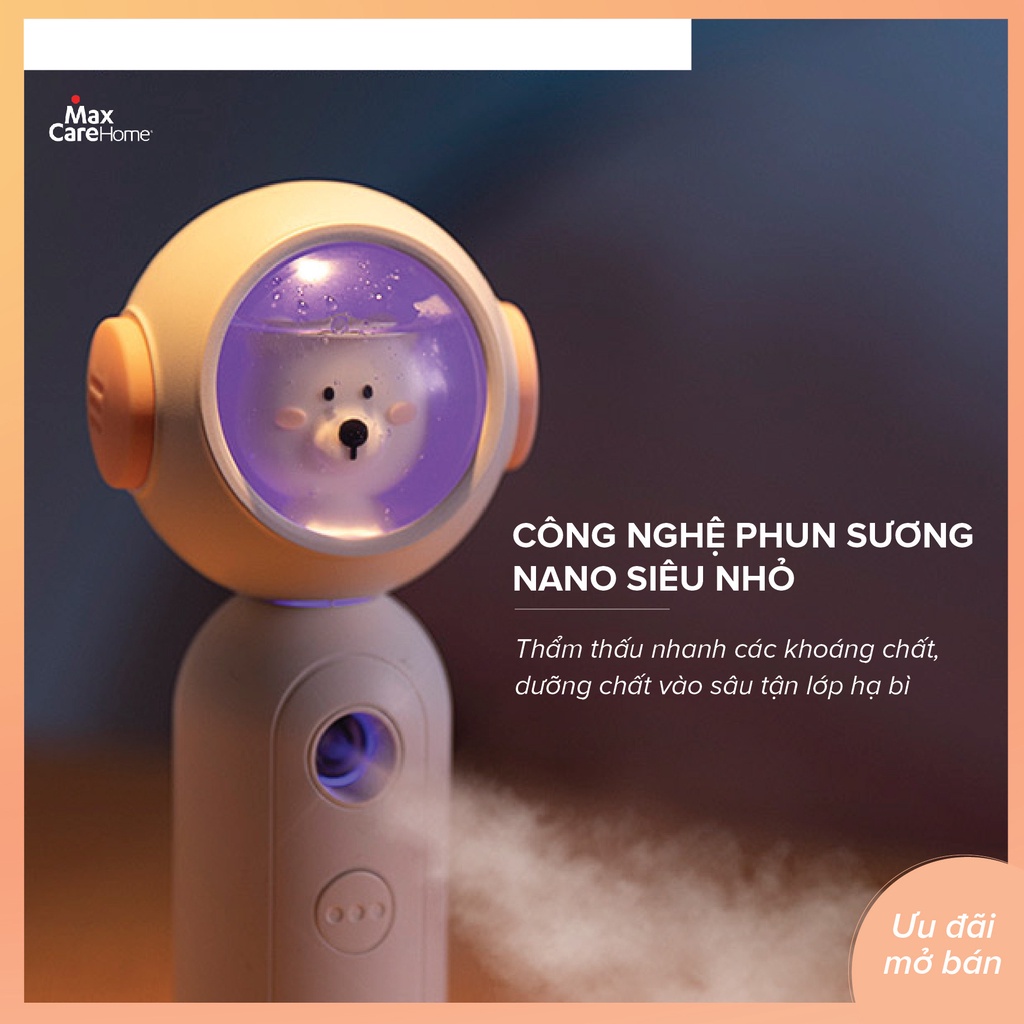 Máy xông mặt phun sương nano cầm tay Maxcare Mizu Cao Cấp- Thương hiệu Nhật Bản, không trôi makeup, cấp ẩm cho da 30ml