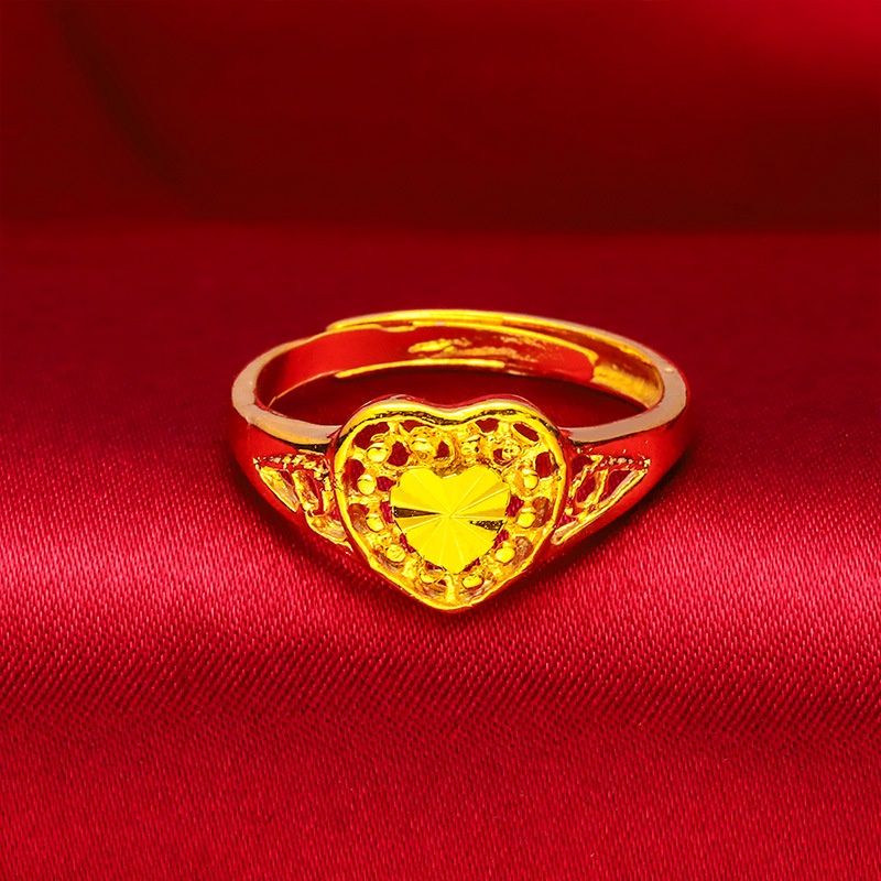 Nhẫn Hở Mạ Vàng 24K Hình Trái Tim Đơn Giản Phong Cách Âu Mỹ Mới