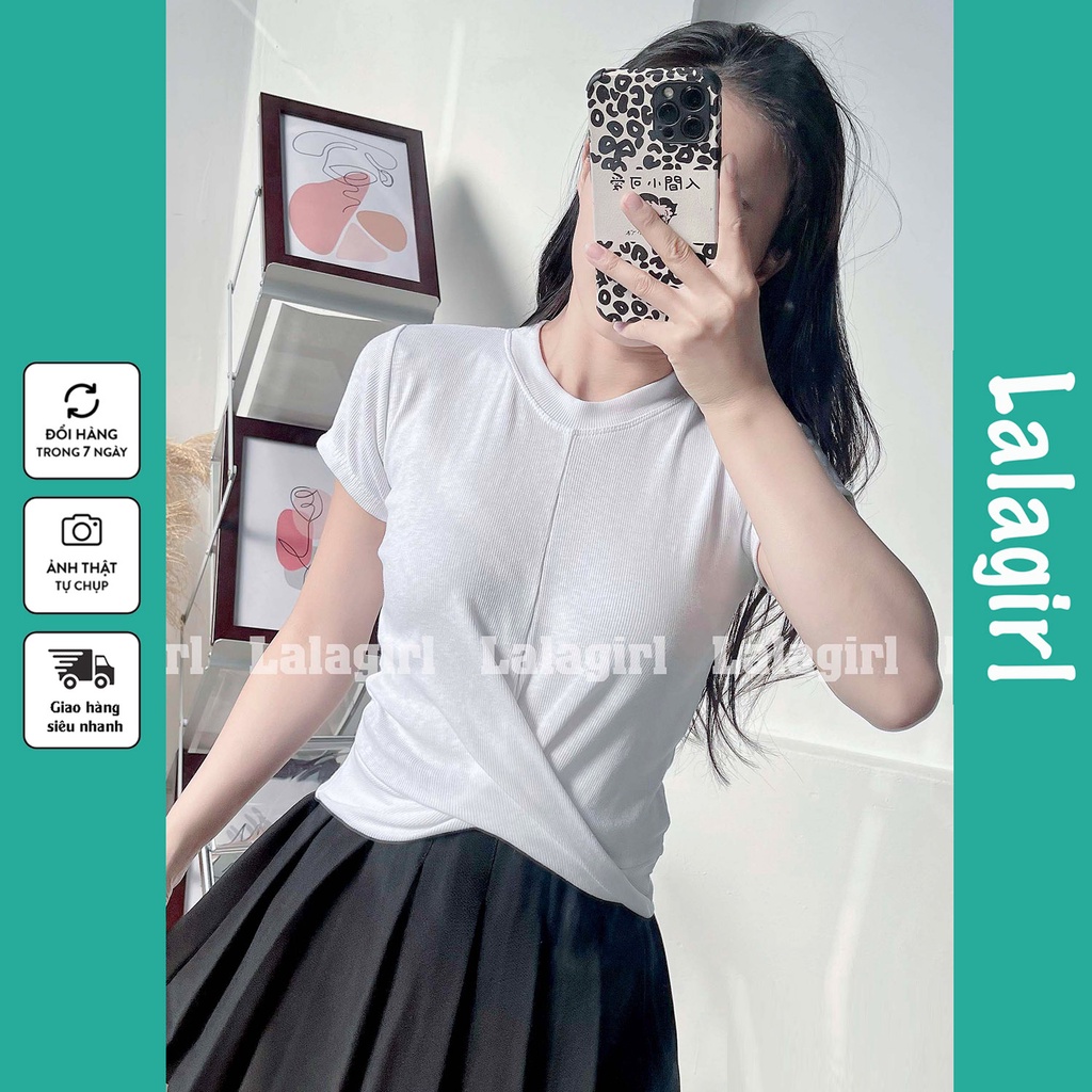 Áo Croptop Nữ Cổ Tim Chữ V Tay Ngắn Kiểu Ôm Body Xoắn Eo Thun Tăm Phong Cách Ulzzang Thời Trang Nữ