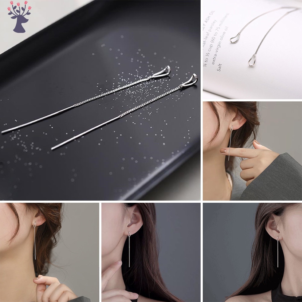 Bông tai dáng dài tua rua đơn giản thời trang cho nữ