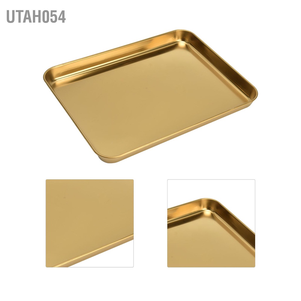 Utah054 Khay hình chữ nhật bằng thép không gỉ Đáy phẳng Nhà hàng Trang chủ đáy vàng