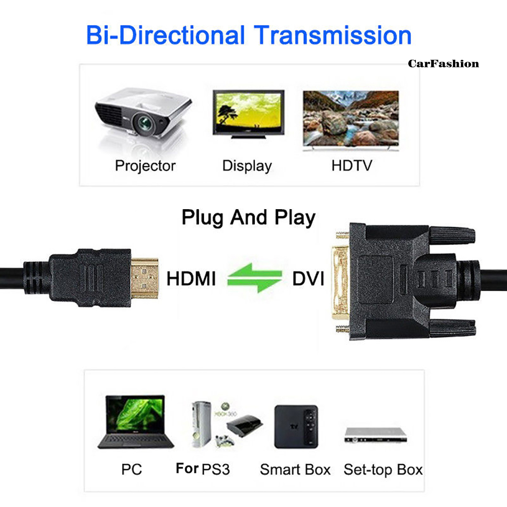 CYSP_DOONJIEY HD 1080P HDMI-compatible Male to DVI-D Male Bi-directional Adapter Cable for HDTV