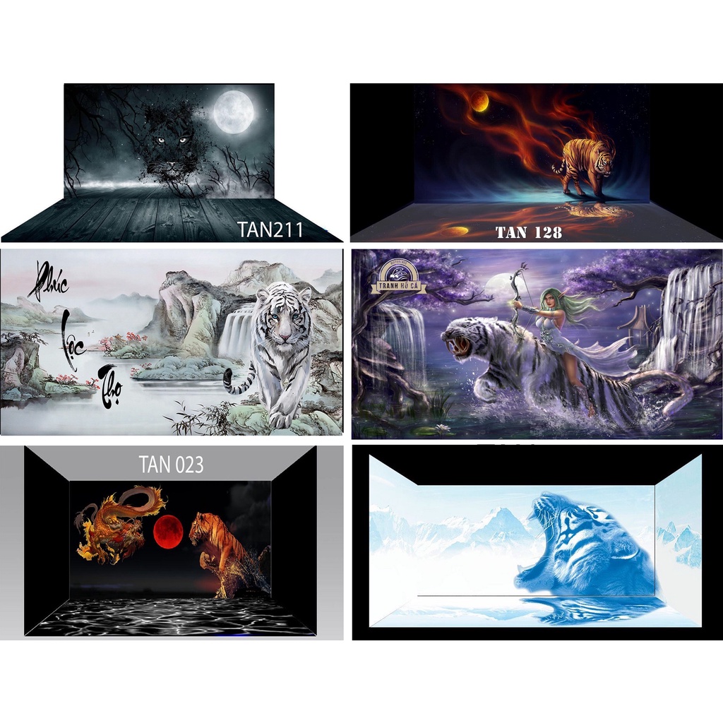 Tranh dán bể cá 3D - HỔ - KT 120x50 cm