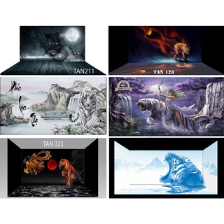Tranh dán bể cá 3D - HỔ - KT 120x50 cm