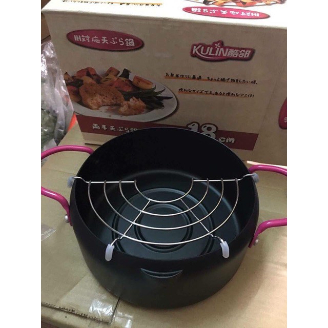 {Giá sỉ} Nồi chiên ngập dầu size 18cm tặng vỉ gác chảo