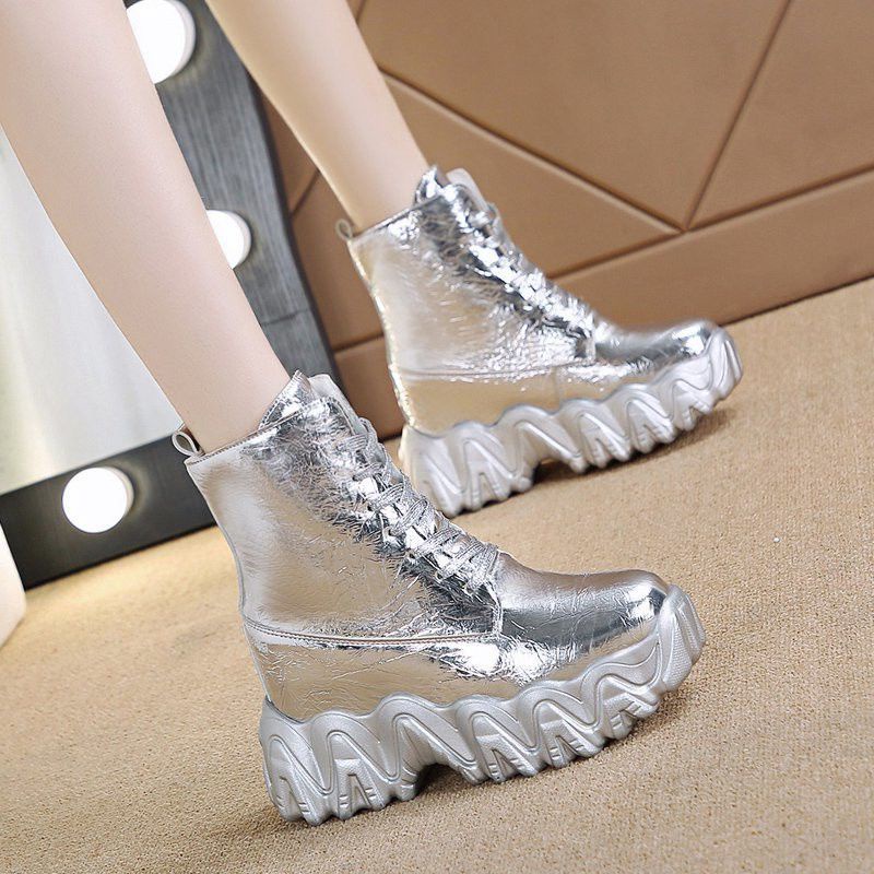 Giày Bốt Cổ Cao Đế Dày Tăng Chiều Cao Phong Cách Mới