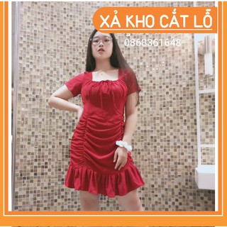 (GIẢM GIÁ) ĐẦM BIGSIZE NHÚN BÈO MÀU ĐỎ ĐÔ ĐUÔI CÁ