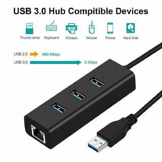 Bộ Chia 3 Cổng Usb 3.0 Rj45 10 / 100 / 1000 Gigabit Ethernet Lan K2M6