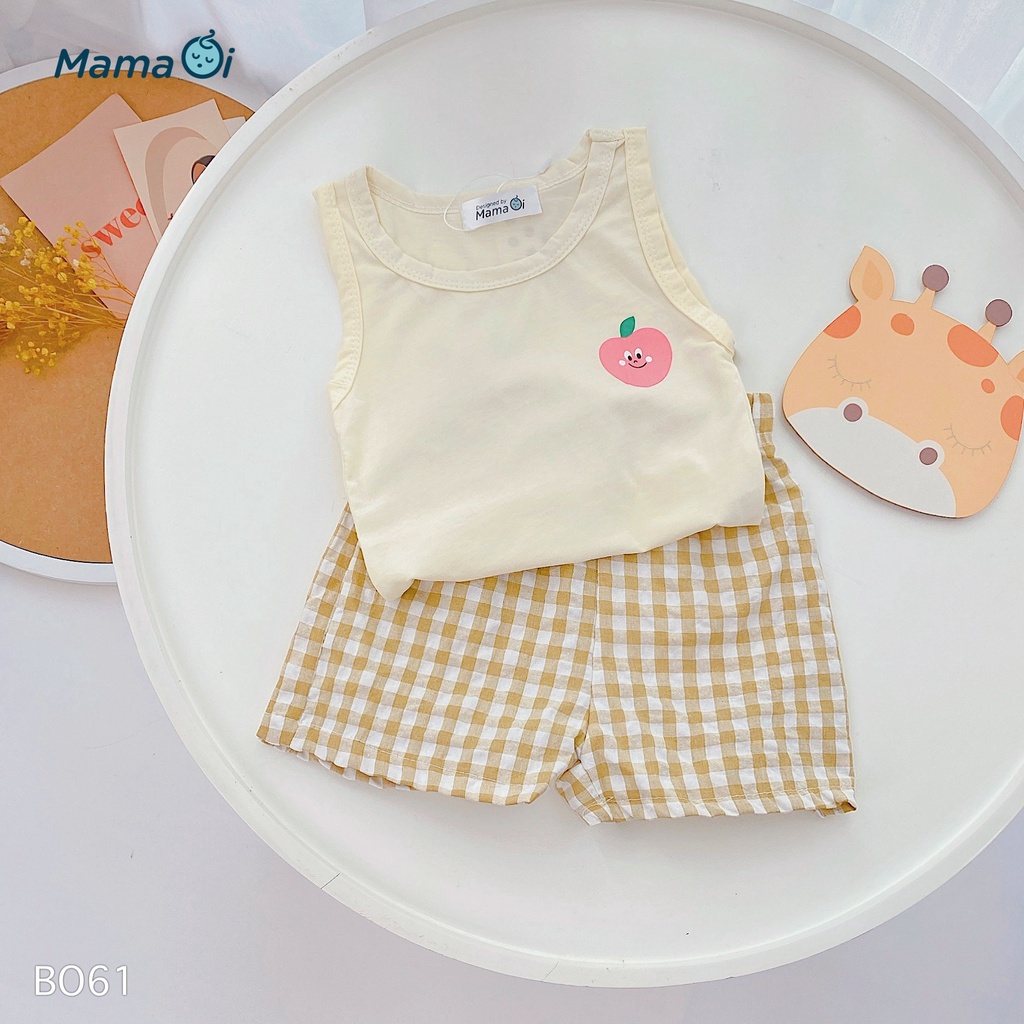 BO61 BỘ QUẦN ÁO BA LỖ CARO SIÊU DỄ THƯƠNG CHO BÉ CỦA MAMAOI - THỜI TRANG CHO BÉ