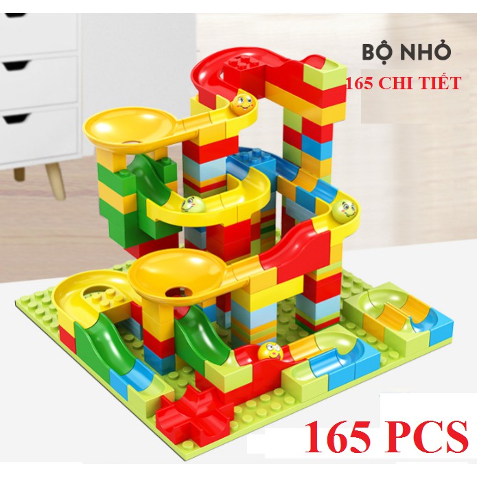 Bộ lắp ghép mô hình tháp lăn bi mini gồm 165 chi tiết đồ chơi trẻ em bằng nhựa cao cấp