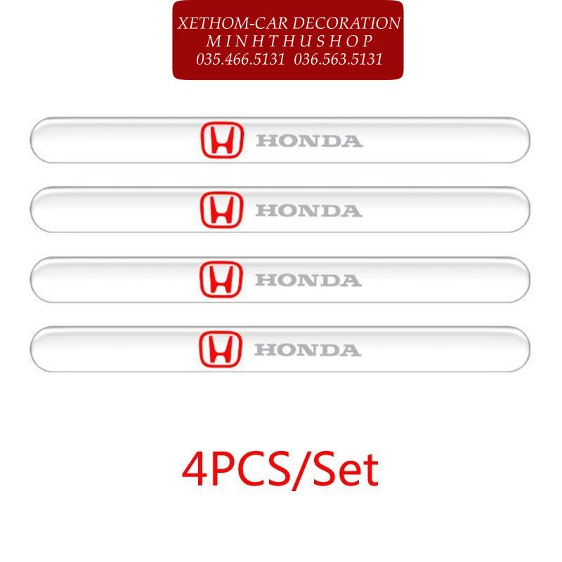 (Honda) Bộ 10 Miếng Dán Silicon Chống Xước Hõm Cửa, Tay Nắm Cửa và Gương Có Logo Hãng Xe Honda