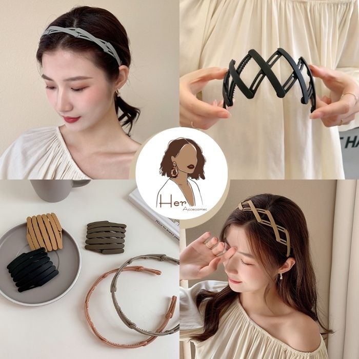 Bờm tóc gấp gọn co giãn, cài tóc nhựa bỏ túi, băng đô tóc her.accessories B2