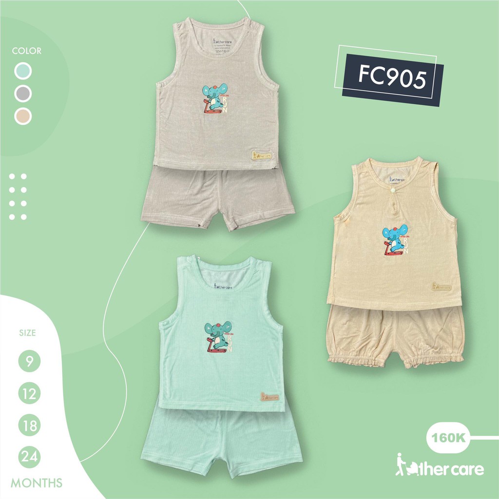 Bộ Quần áo trẻ em FatherCare ba lỗ - Voi chạy bộ FC905