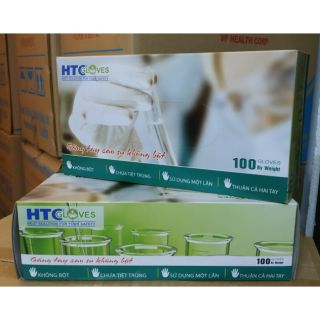 GĂNG TAY CAO SU HTC GLOVES KHÔNG BỘT, SIZE S, HỘP 100 CÁI .
