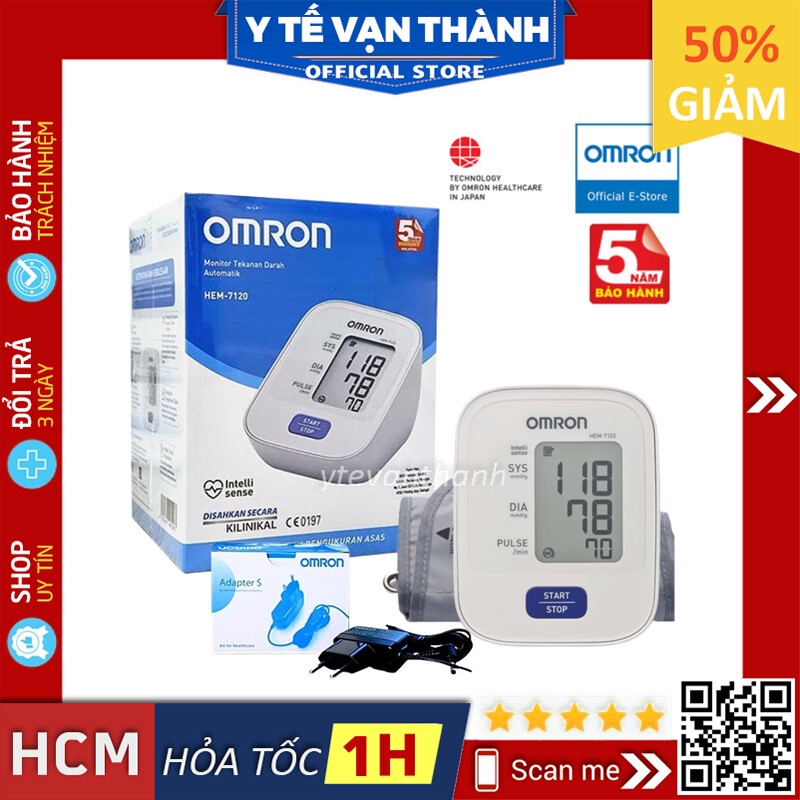 ✅ [KÈM ADAPTER XT] Máy Đo Huyết Áp Bắp Tay Omron HEM-7120 | BH Chính hãng 5 năm -VT0861