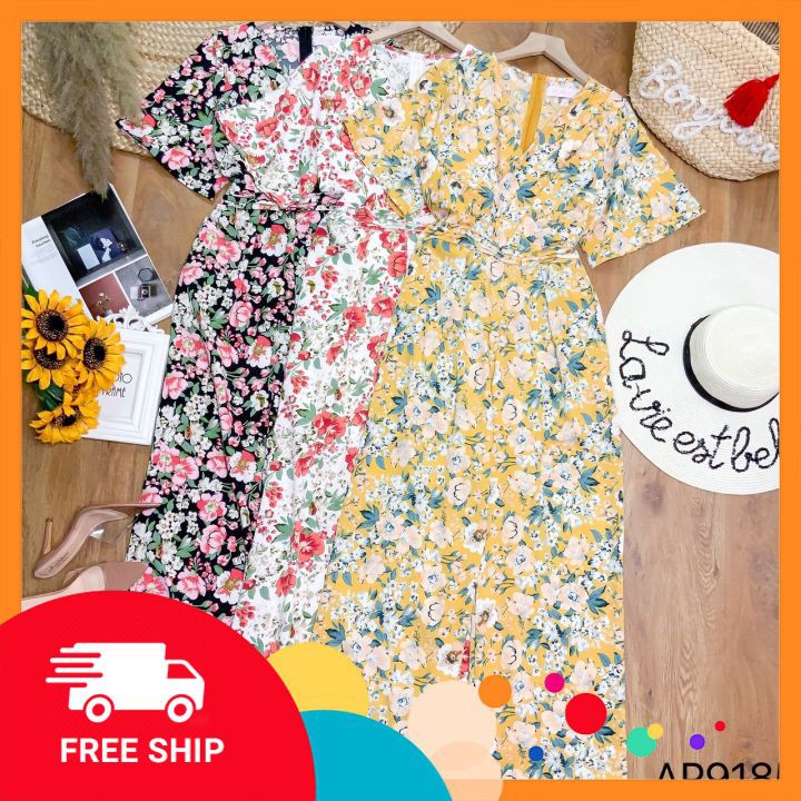 Jumpsuit hoa cho ngày Tết⭐️𝑭𝑹𝑬𝑬𝑺𝑯𝑰𝑷⭐️Jum cánh dơi, mặc siêu tôn dáng