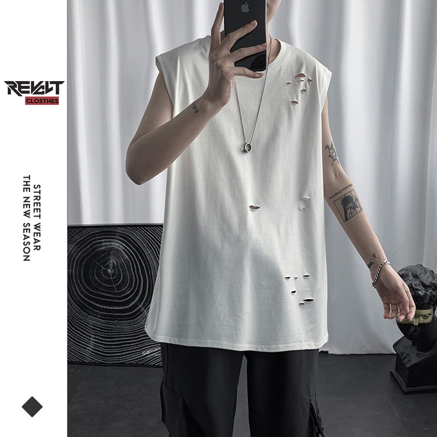 Áo thun lạnh ba lỗ nam, Áo sát nách rách Oversize Basic Tanktop Hàn Quốc co giãn thấm hút mồ hôi RevoltClothes21/ss TT05
