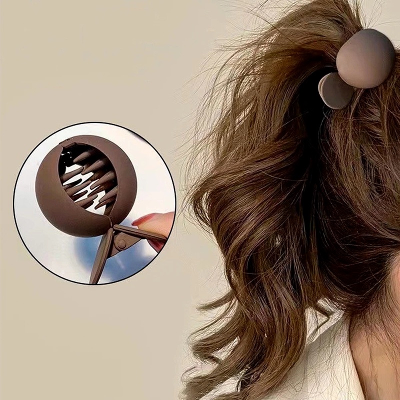 Kẹp Tóc Đuôi Ngựa Hình Tròn Mặt Nhám Cổ Điển Thời Trang