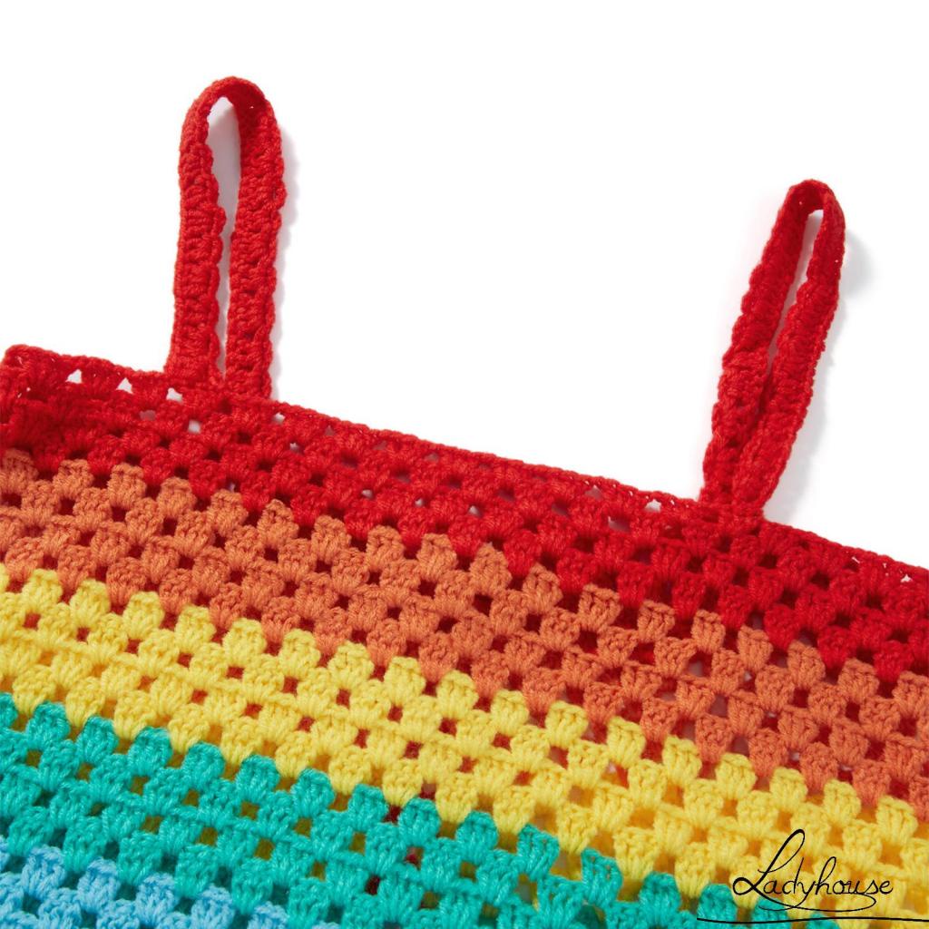 Áo Hai Dây Dệt Thủ Công Màu Sắc Tương Phản Thời Trang Mùa Hè Cho Nữ