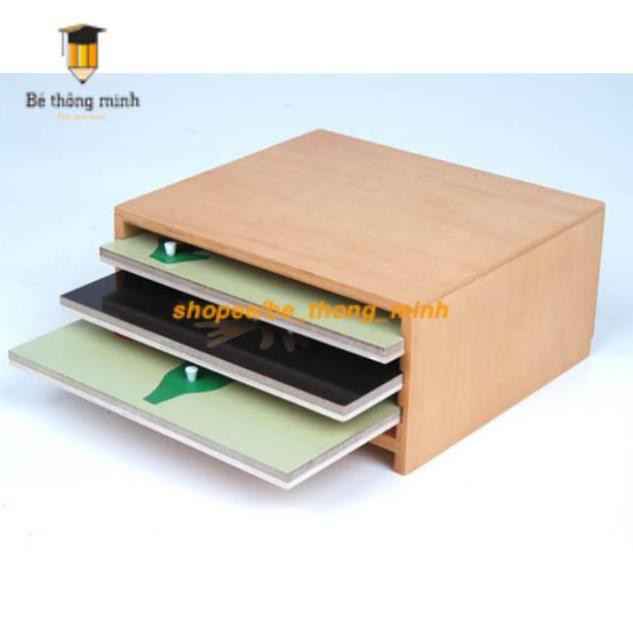 Giáo cụ Montessori - Kệ 3 tầng đựng tranh ghép sinh học (không kèm tranh ghép)