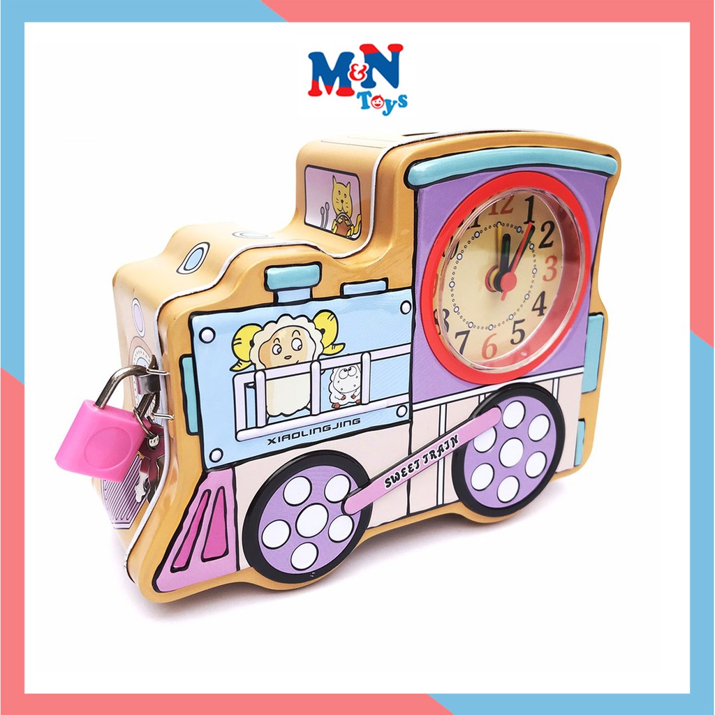 Hộp Tiết Kiệm Tiền Hình Tàu Hỏa Có Khóa - Két Sắt Mini Kích Thước 17x14x7cm