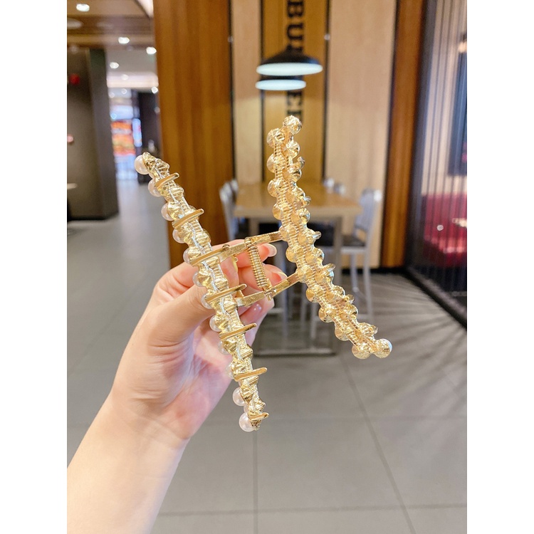 Kẹp Tóc Hình Nơ Đính Đá Và Ngọc Trai Giả Cỡ Lớn Cho Nữ