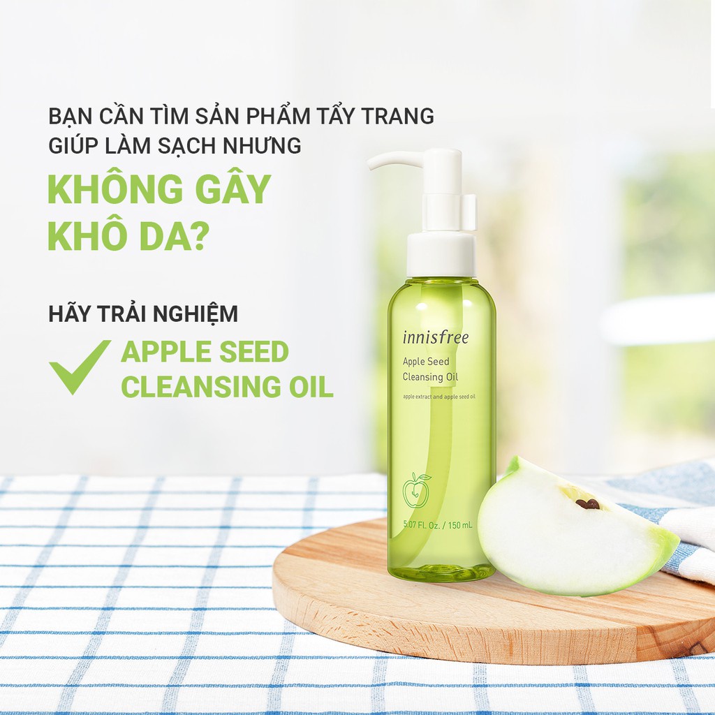 [Mã COSIF05 giảm 10% đơn 400K] Dầu tẩy trang táo Innisfree Apple Seed Cleansing Oil 150ml