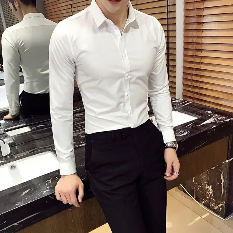 Áo Sơ Mi Nam Tay Dài 💖 FREESHIP 💖 Áo Sơ Mi Nam Trắng Đen Cổ Bẻ Cotton Lụa Không Nhăn Dáng Ôm Body Hàn Quốc | BigBuy360 - bigbuy360.vn