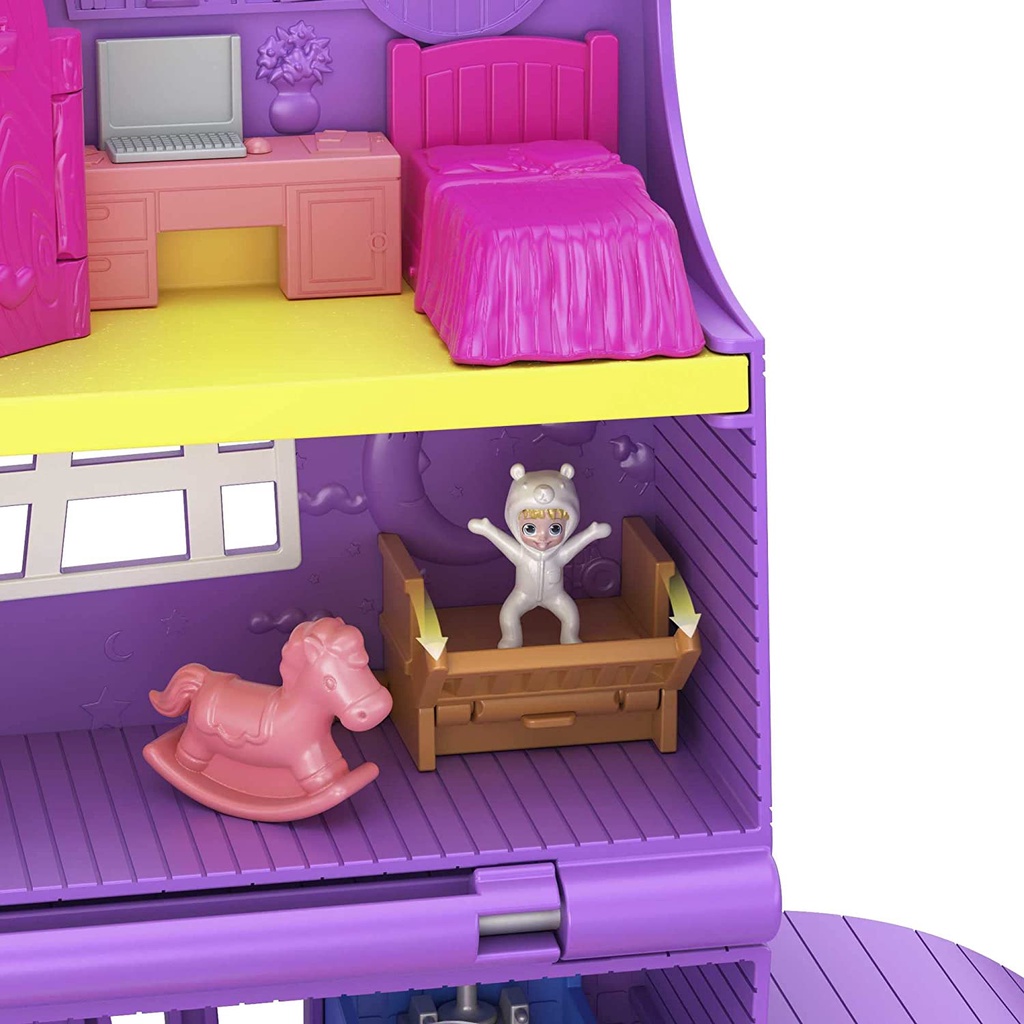 Polly Pocket Pollyville Pocket House Playset with 10+ Accessories GFP42 Bộ Đồ Chơi Nhà Búp Bê Pollyville Bỏ Túi Kèm Phụ Kiện 10 Món GFP42