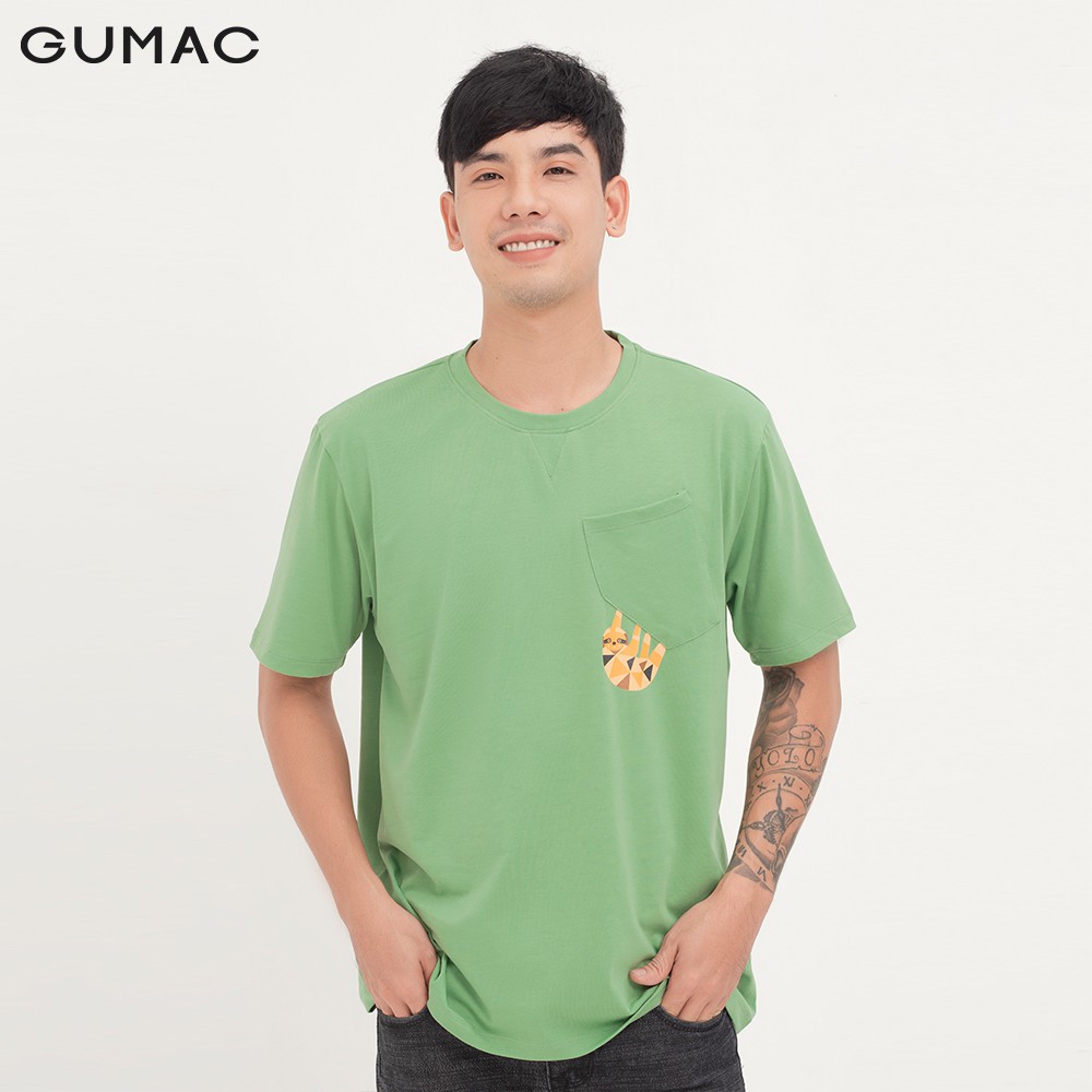 Áo thun nam ngắn tay túi xéo in lưới GUMAC đủ màu thiết kế basic ABA1265 | BigBuy360 - bigbuy360.vn