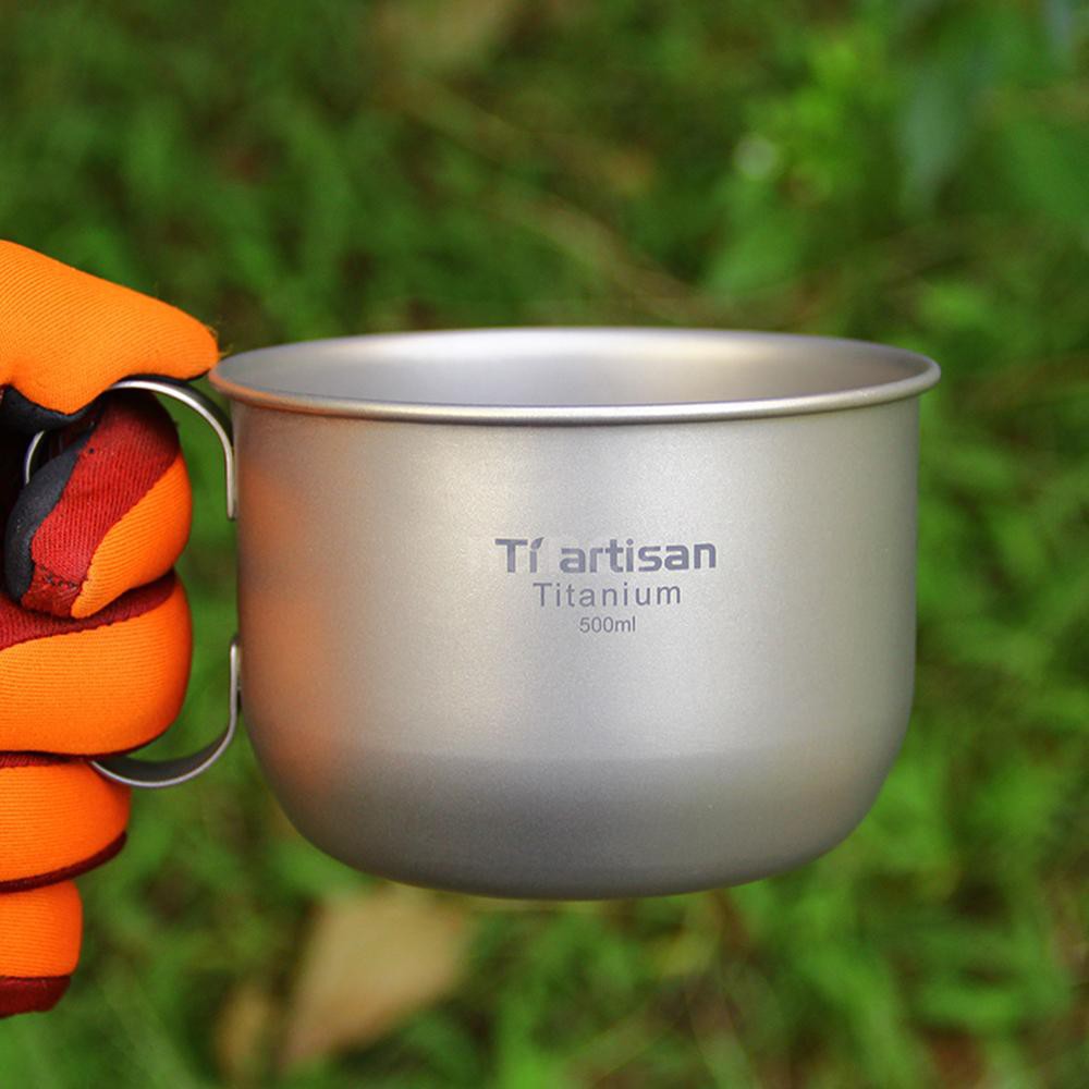 Cốc uống cà phê 500ml bằng titanium chuyên dụng cho cắm trại/ leo núi