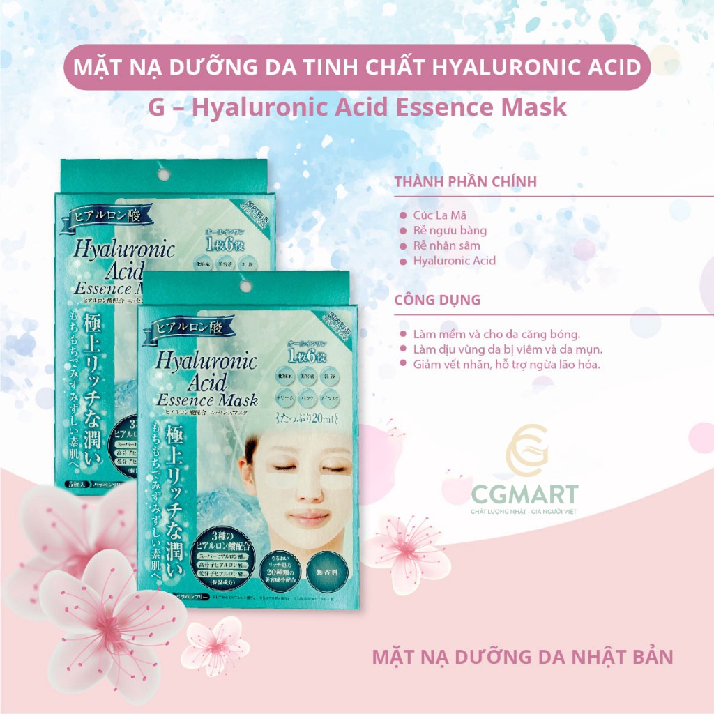 [ Hàng Cao Cấp ] Mặt Nạ Dưỡng Ẩm Trắng Da Hyaluronic Acid Essence Mask, Nội Địa Nhật Bản