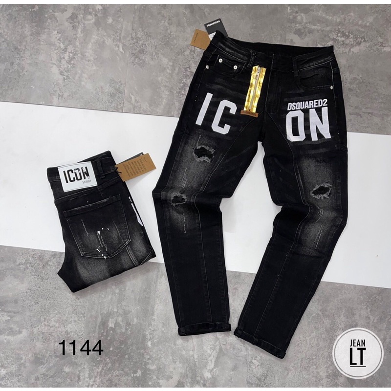 Quần bò biker Dsquared2 - Icon khóa vàng lệch - Quần jean nam ống côn | BigBuy360 - bigbuy360.vn