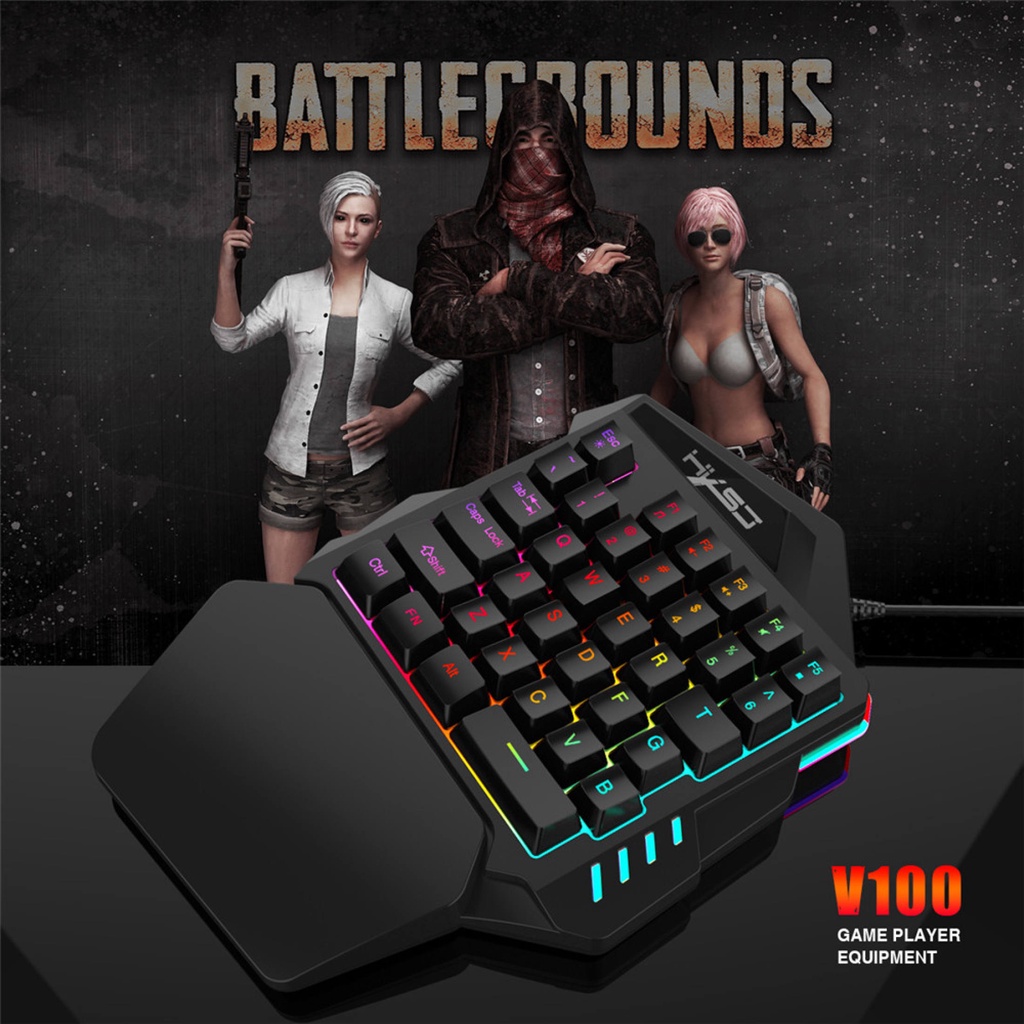 Bàn Phím Cơ Chơi Game Quicklink V100 1.6M Bàn Phím Máy Tính Mini 35 Phím Có Tay Cầm Đèn Nền