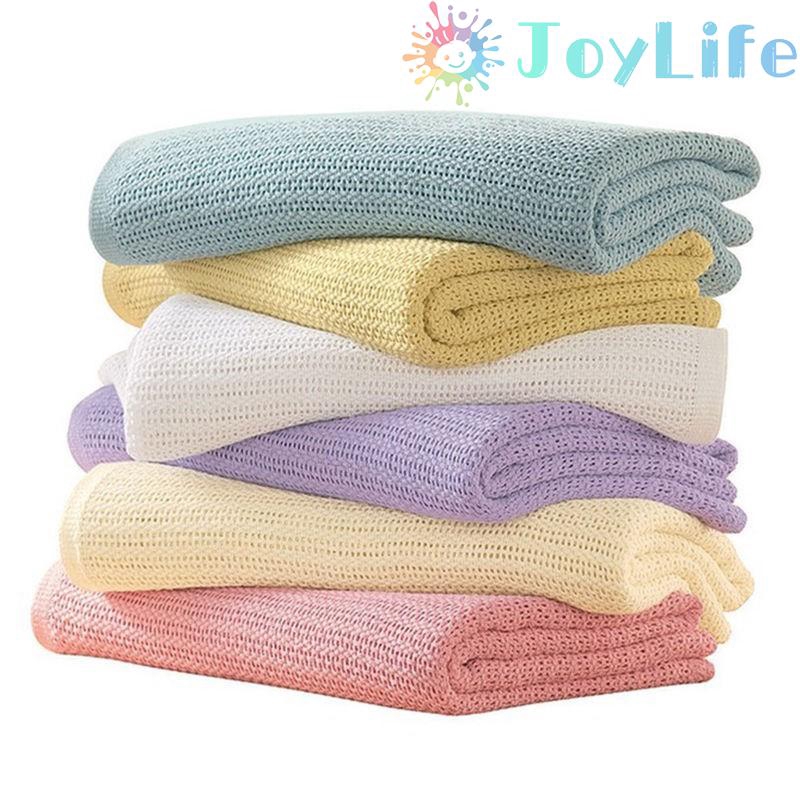 Baby  Soft  Cotton  Knitted  Net  Solid  Color  Hole  Blanket