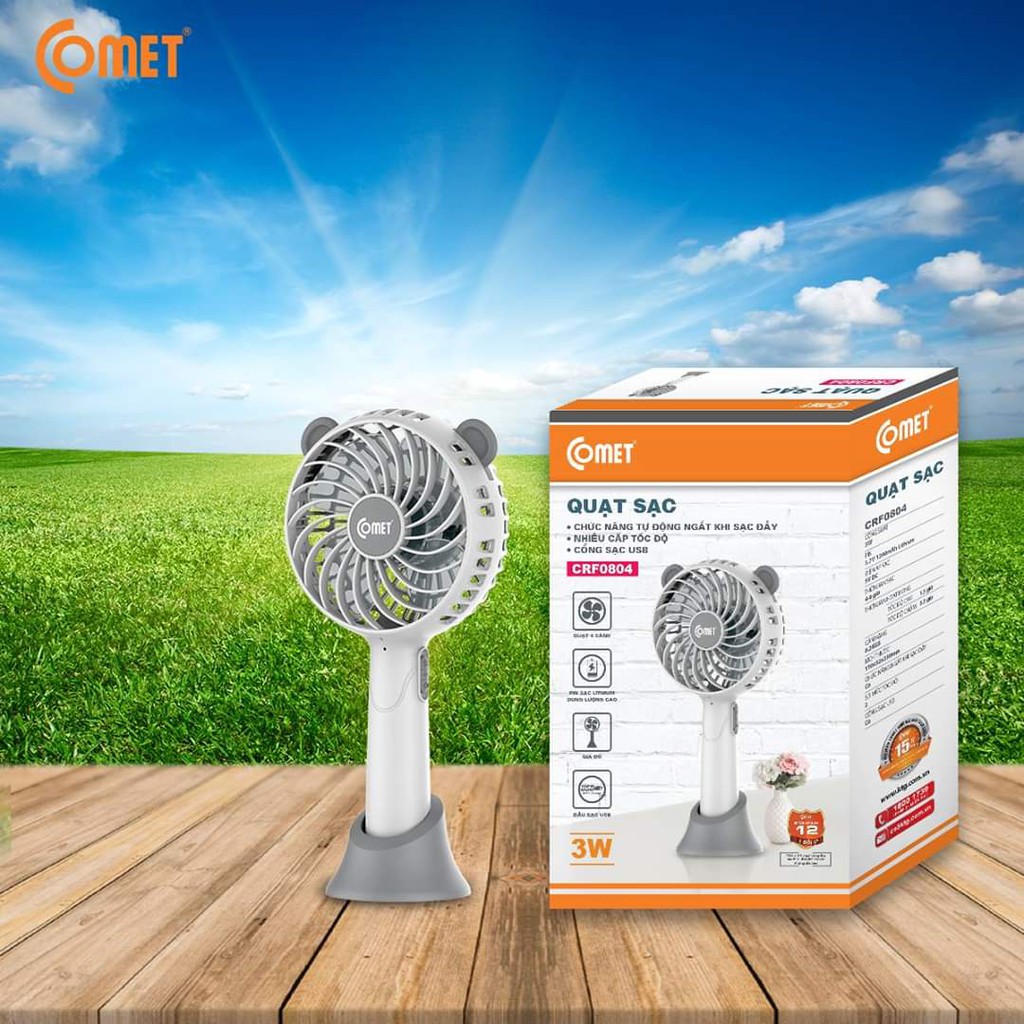 [NOWSHIP] Quạt mini quạt sạc cầm tay cao cấp CRF0804 Comet Hàng chính hãng