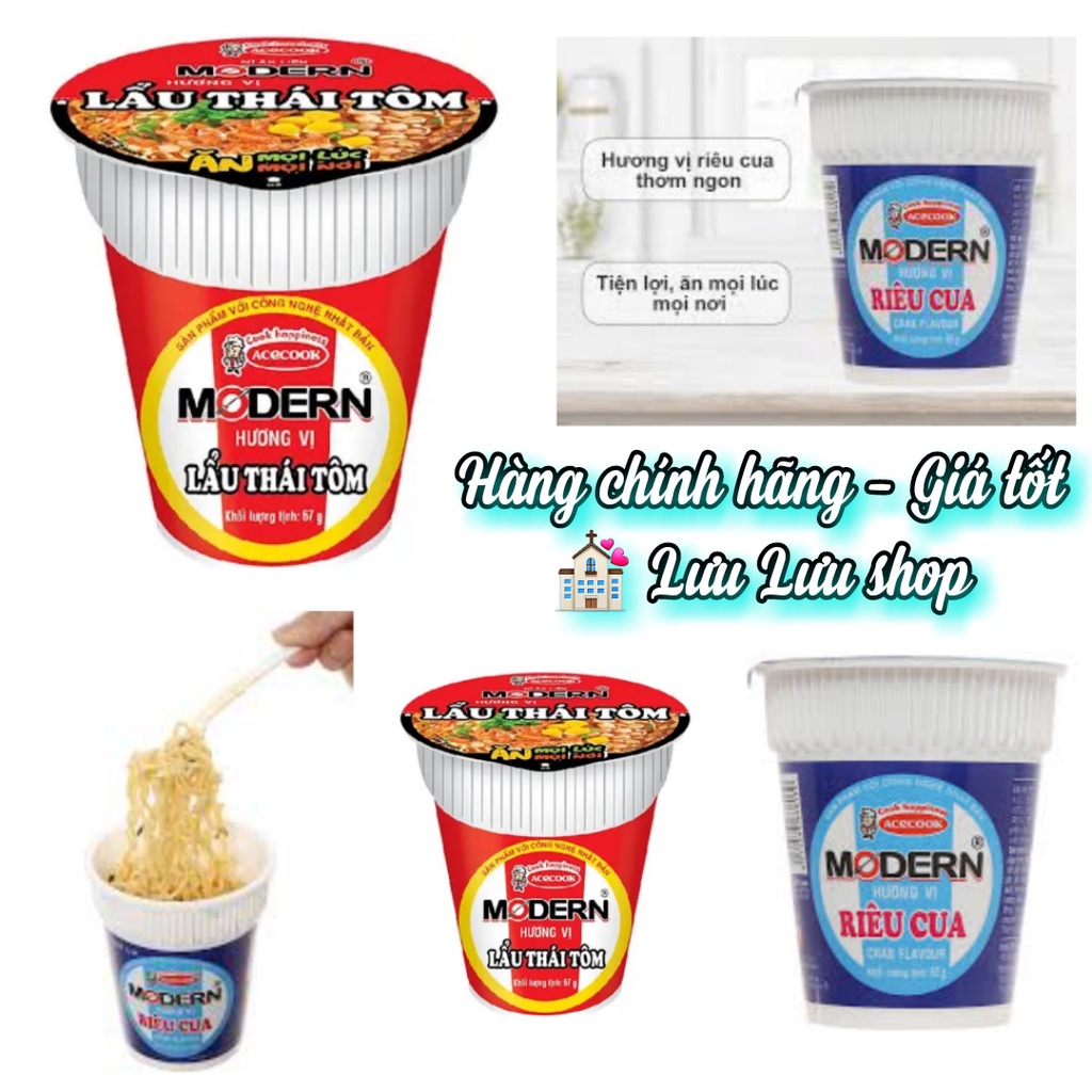 Mì ly Modern riêu cua/ lẩu thái tôm/ thịt xào 65gr