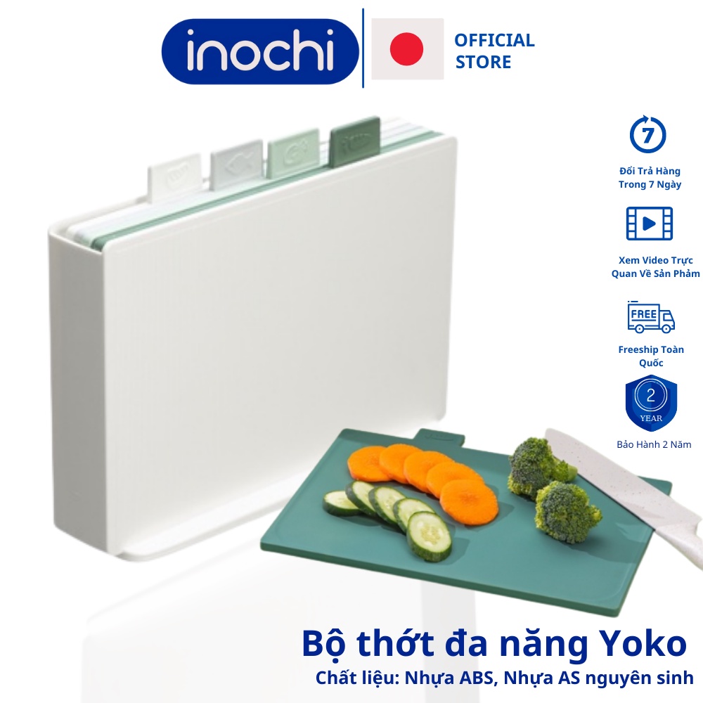 Bộ 4 Thớt kháng khuẩn inochi để bàn Nhựa Nguyên Sinh Nhiều Màu Chất Lượng Cao