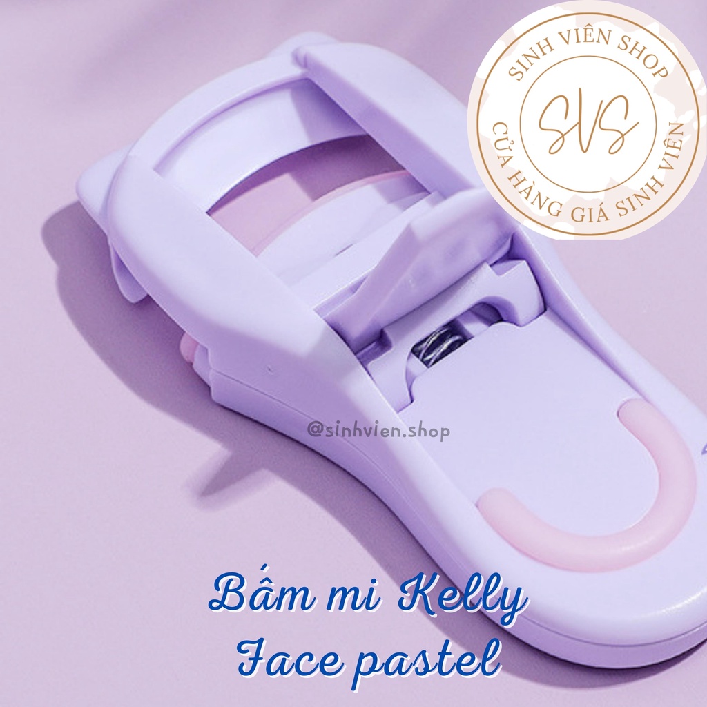 Bộ đôi bấm mi mini Kelly Face pastel họa tiết chân mèo dạng nhựa