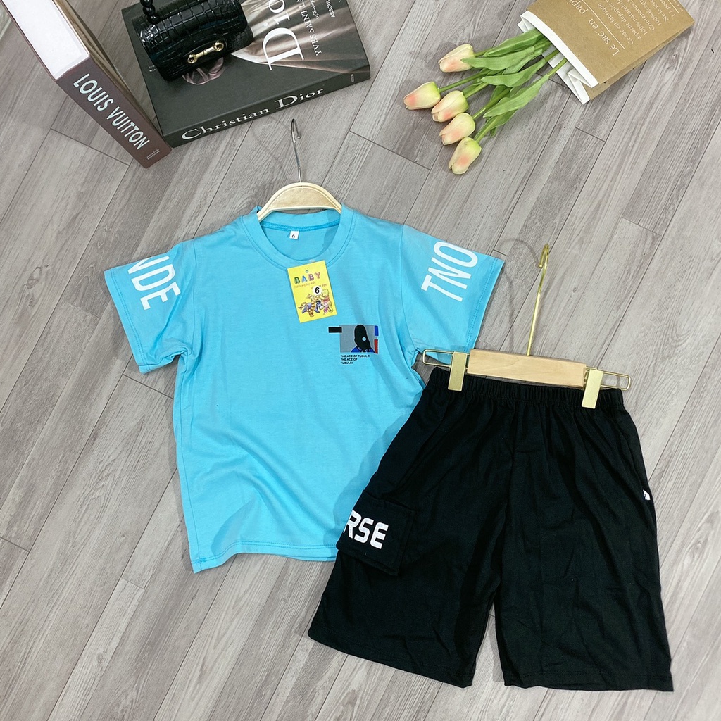 Bộ quần áo thun hè &quot;TURBULE&quot; 14-45kg cho bé trai 4-14 tuổi. Hàng may kỹ. B6 B2