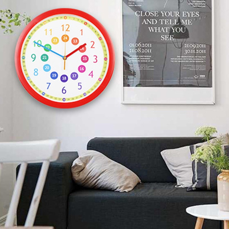 Đồng Hồ Treo Tường Không Gây Tiếng Ồn Hỗ Trợ Dạy Học Cho Bé