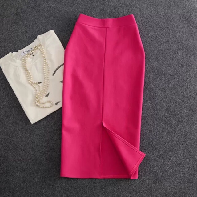 (Hàng có sẵn- shop có nhiều bộ suit, Blazer) Chân váy bút chì co dãn freesize (66-84cm); loại dài qua gối