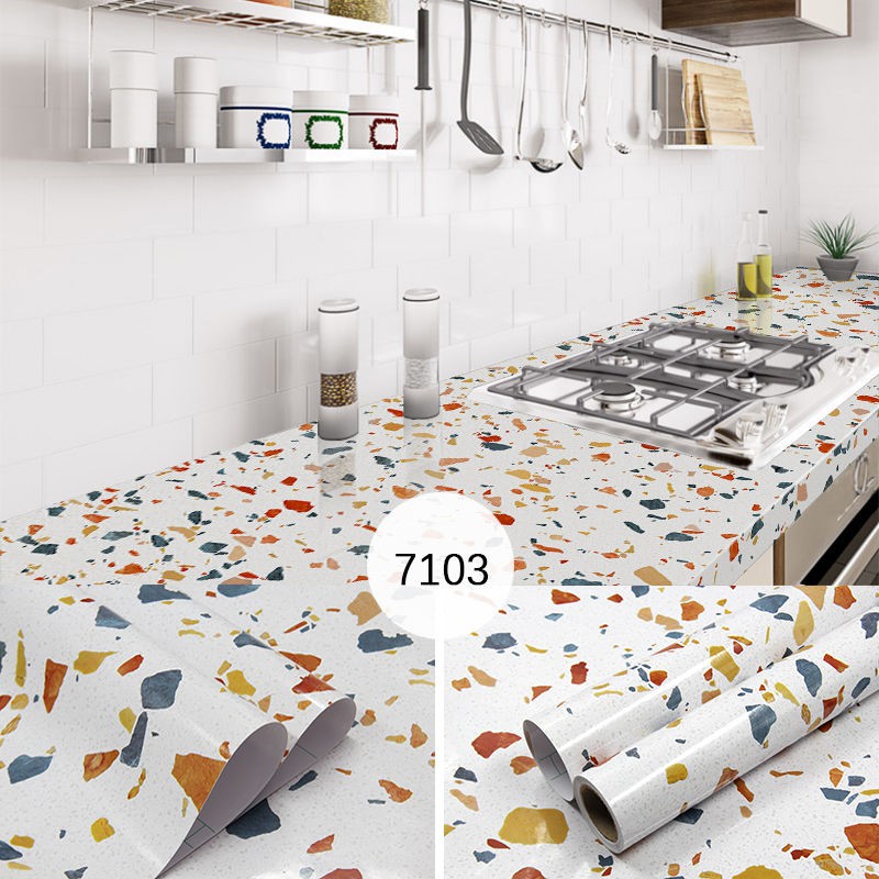 Đồ dùng nhà bếp & Phòng ăn☫▲Miếng dán nhà bếp dày tự dính không thấm nước tủ trên cùng chống dầu ở mặt bàn b
