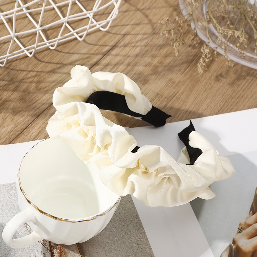 Băng Đô Cài Tóc Vải Satin Họa Tiết Hoa Xếp Ly Phong Cách Hàn Quốc Cho Nữ