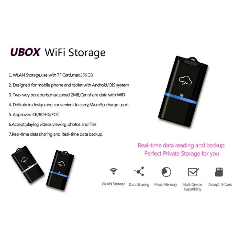 USB Wireless WiFi Storage Flash Driver TF Micro SD Card Reader For iOS Windows